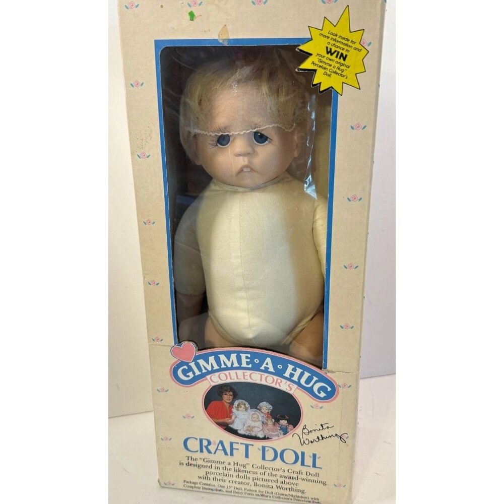 Vintage Gimme A Hug Craft Pouty Doll Bonita Worthing Cute Blonde Boy Teeth